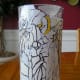 Black Sharpie marker outlines and white opaque paint have been applied. I have also started coloring it in with my permanent markers...
