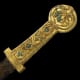 A first century handle of a weapon, measuring 7.2cm, from a tomb in Tillia Tepe, Afghanistan, provided by The Afghanistan National Museum, is pictured at the 'Afghanistan, Rediscovered Treasures' exhibition at Mus?e Guimet on October 1, 2006 in Paris