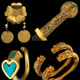 Variety of gold items with stone inlay. Image credit: Discover Magazine