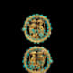 Boot buckles depicting a chariot drawn by dragons (Tillya Tepe, Tomb IV), 1st century BC - 1st cenury AD (gold, turquoise and carnelian, dia of first buckle: 5.6 cm National Museum of Afghanistan © Thierry Ollivier / Musée Guimet