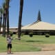 We passed by a church designed by Frank Lloyd Wright, so we took the opportunity for a quick photo op and architecture lesson.