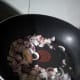 First Step: pour oil and stir fry chopped red onions