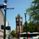 Market Square Park in Houston with the clock tower