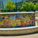 Mosaic encrusted benches by Malou Flato