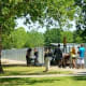 Walking along the mini-zoo area