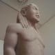 Biton, one of a pair of brothers -- see their story below. Archaic Greek art (another kouros figure), 610-580BCE. About 7 feet (2.15) meters tall.