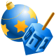 Hanukkah symbols: ornament and dreidel