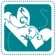Valentine clip art: Two teal hearts with swirls and dots