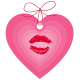 Valentine clip art: pink and red kiss heart tag