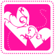 Valentine clipart: Two pink hearts with swirls and dots