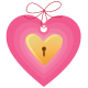 Valentine clip art: pink and yellow locked heart tag