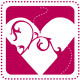 Valentine clipart: Red heart with swirls and dots