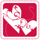 Free Valentine's Day clip art: Two red hearts with swirls and dots