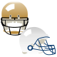 Superbowl Saints gold and Colts white football helmets clip art