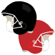 Black and red football helmets clipart