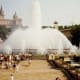 This water fountain kept performing a water ballet to music.