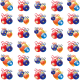 Assorted shiny ornaments Christmas scrapbook paper -- white background