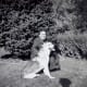 My mother and Sheba our German Shepherd