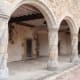Rochechouart chateau has unusual twisted columns in the courtyard