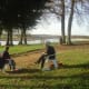 Sketching toadstools by the lake