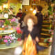 Trick or treating in the shops of Rochechouart at Halloween