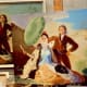 An artist inside the Prado trying to replicate Goya's painting, The Parasol, 1777