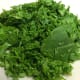 This bit of spinach only took a pulse for two seconds. Almost came out too fine. It left only one leaf unchopped.