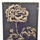 Flower with leaves inked print block image.