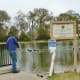 Lions Club Lake with a fisherman
