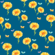 Cheerful sunflowers free scrapbook paper -- blue background with butterflies