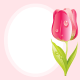 Magenta tulip scrapbook journaling card on a pink background