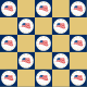 Military scrapbooking: Flying flags in blue checkerboard pattern with gold squares