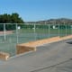 Two of the four tennis courts, laid by Barretts in 1977.