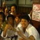Students of Dorm 1, 2, and 3 clamoring for Mizuki's attention.