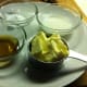 Ingredients that will be melted together (Butter, Lyle's Golden syrup, milk, baking soda) along with the sugar
