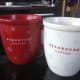 Simple holiday mugs in holiday colors.