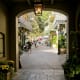 The main entrance into the courtyard looking out into New Orleans Square.
