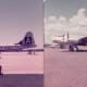 A B-29 Superfortress, left; A B-17 Flying Fortress Right.