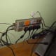 8 gang power socket and unsightly plugs for TV equipment out of sight but easily acessed behind the TV