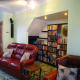 Alcove behind the sofas