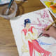 Outlined Geisha. Most Japanese paintings had light outlines