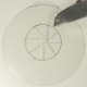 2. Using scissors or an razor blade knife cut out the large circle. To remove the center section first cut a spoke like pattern within the circle template then remove the small sections. Clean the plastic doughnut of all traces of the marking pen usi