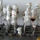 Second Step: Silver or Colored Dye Solutions Poured into Elaborate Glass Forms Dry under Industrial Hoods
