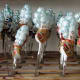 Fourth Step: Very Elaborate Painted Ornaments on Drying Racks under Industrial Hood