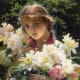 What a lovely painting of a girl holding a bunch of peonies! I think Curran is a very talented artist, and capturing the look on this girls face shows that in part. 1915.