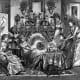 Victorian tea. Engraving by Cyril Hallward.