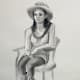 Drawing of Suzy model, charcoal on grey paper.