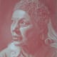 Red Pastel on grey toned paper. This is a pastel drawing of my 76-year-old friend Lupe. I didn't soften any of her wrinkles or scars from a car crash because I felt they told a story about Lupe. If I had been commissioned to paint her portrait I wou