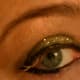 Desert Dazzle shadow over eyelid with Burnished Bling used as mascara. Peach Prism on brow bone, and Desert Dazzle glitter over eyelid