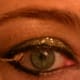 Desert Dazzle shadow over eyelid, Burnished Bling used as mascara, Peach Prism on brow bone, and Desert Dazzle glitter over eyelid